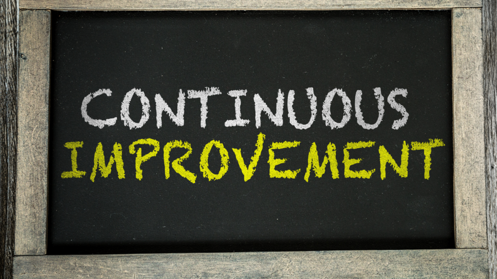 chalkboard with motivational saying continuous improvement